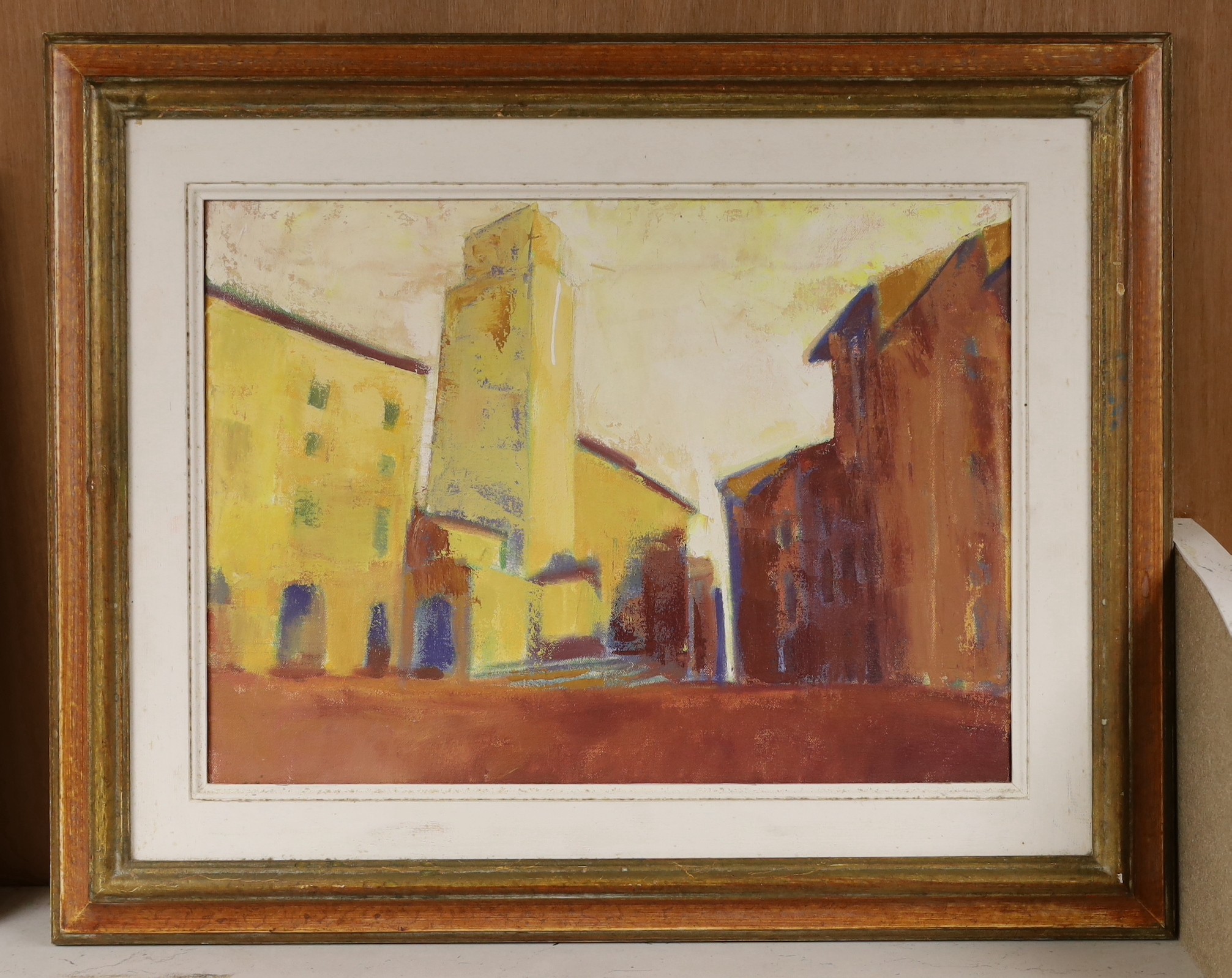 Sue Campion, R.B.A, oil on canvas, Spanish street scene, signed verso, 29 x 40cm